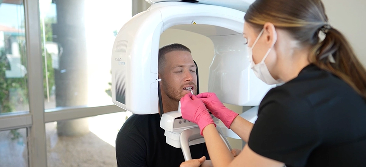 Patient receiving a CBCT scan at Alpers Dentistry as part of a comprehensive oral cancer screening and preventive dental evaluation.