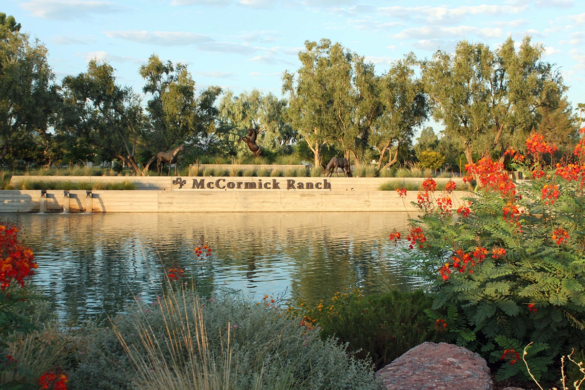 View of McCormick Ranch sign in Scottsdale, Arizona.