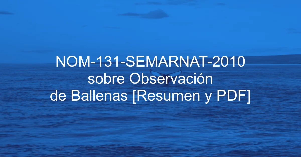 NOM-131-SEMARNAT-2010 sobre Observación de Ballenas [Resumen y PDF]