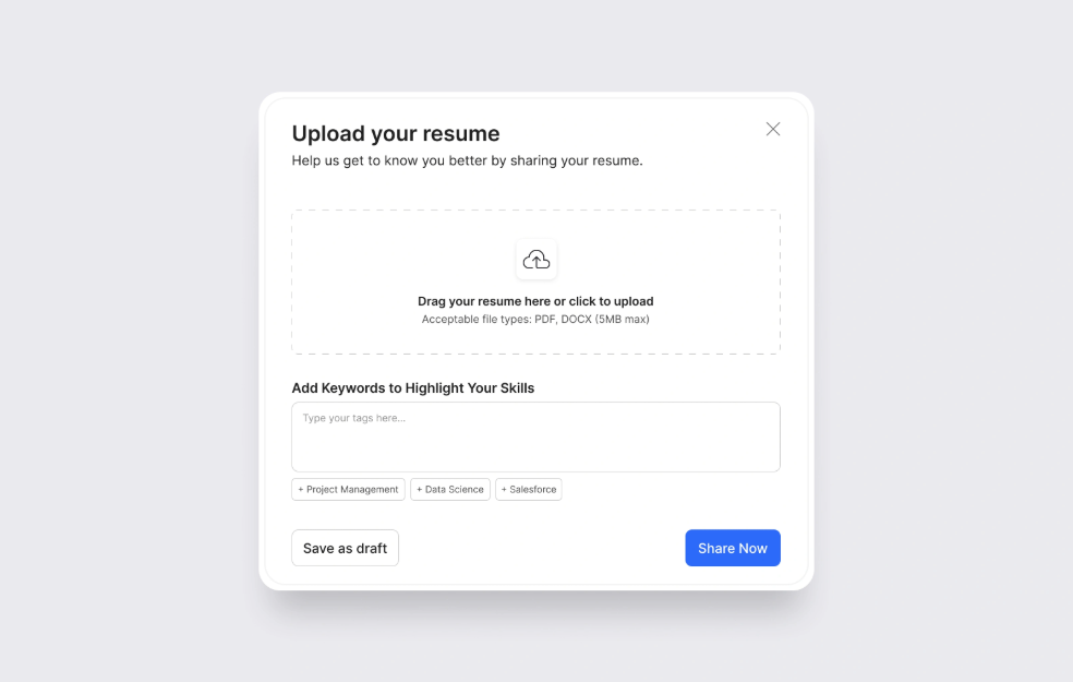 Upload resume cover image