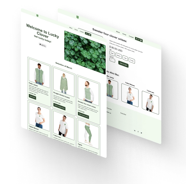 Mockup av Lucky Clover Nettbutikken