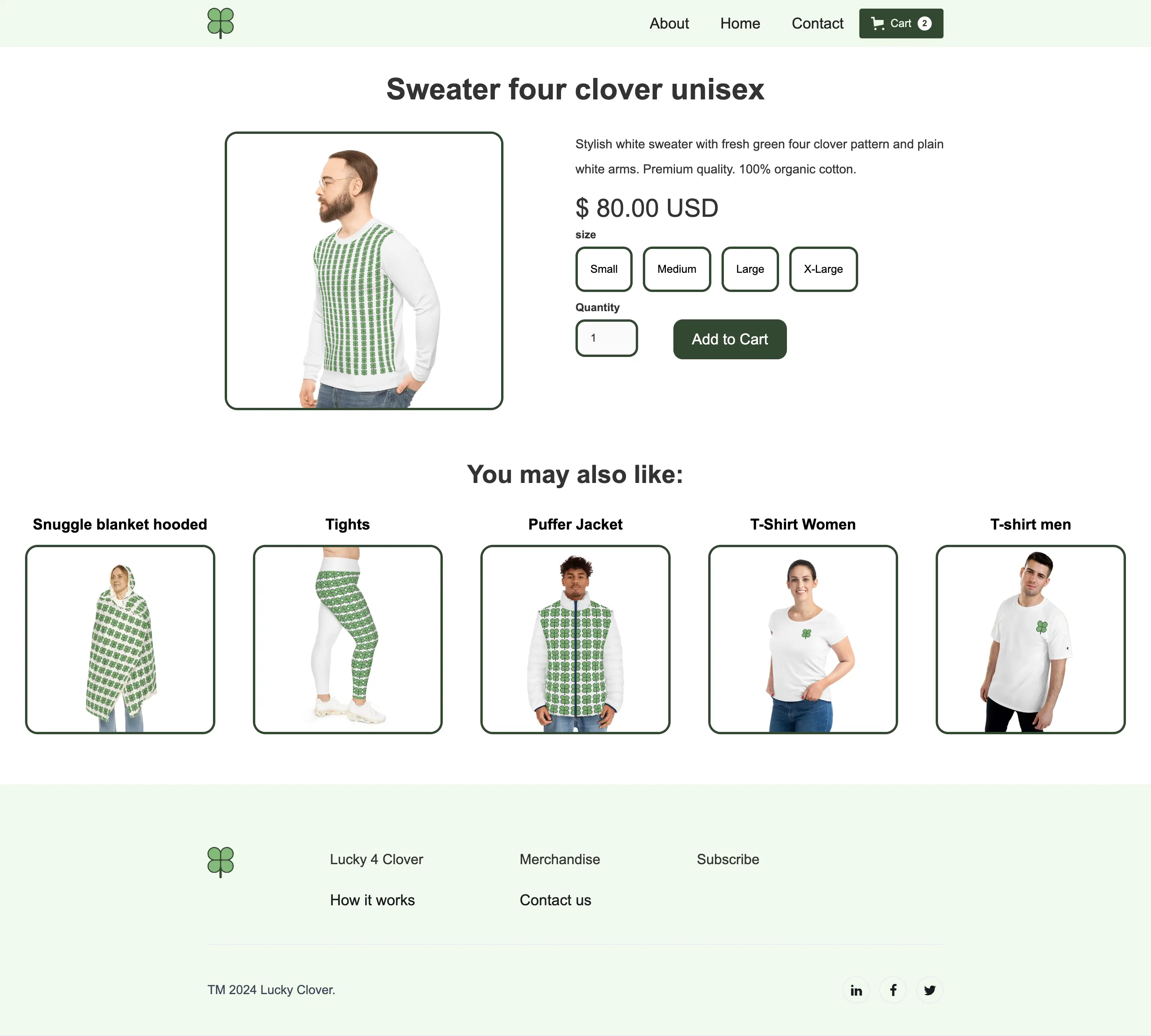Skjermbilde av produktside av Lucky Clover
