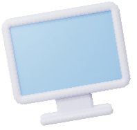 Icône 3D d'un écran d'ordinateur avec un reflet bleu
