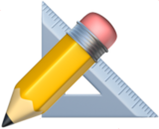 Emojj Crayon superposé à l'emoji équerre