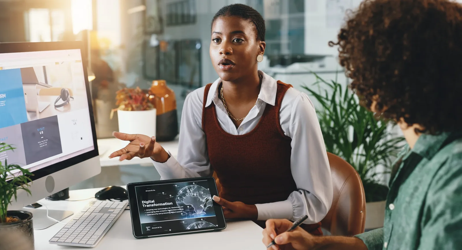 Business professionals using artificial intelligence for digital transformation