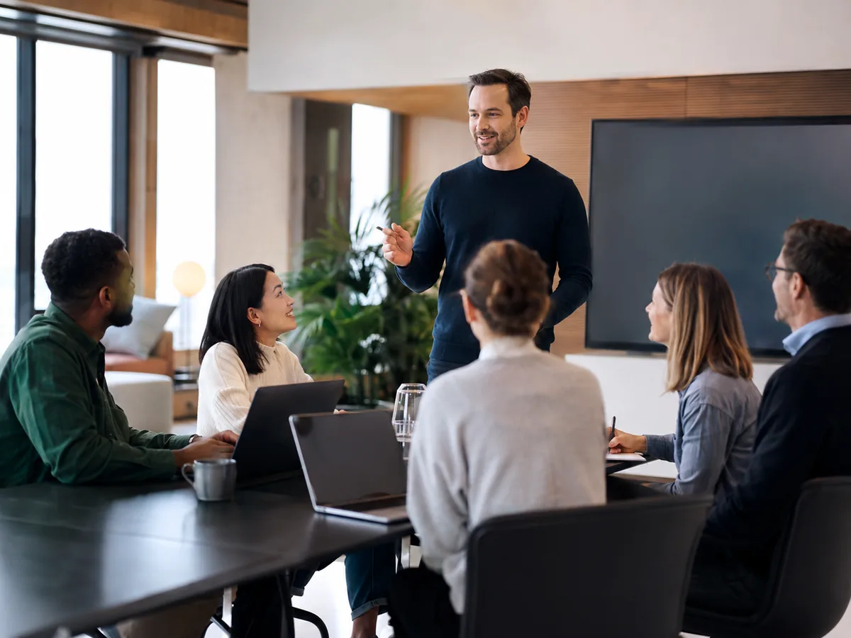 Instructor-led workplace training with a small group of professionals