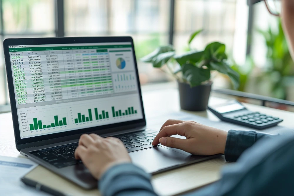 A photo of a man using a keyboard shortcut in Excel