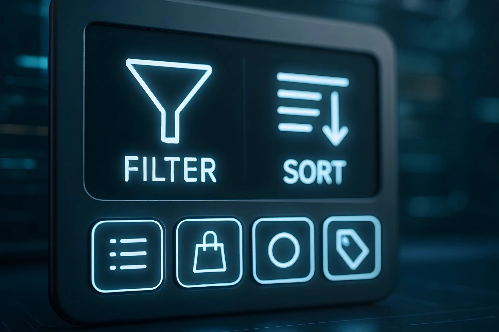 An image of a screen displaying the Filter and Sort icons