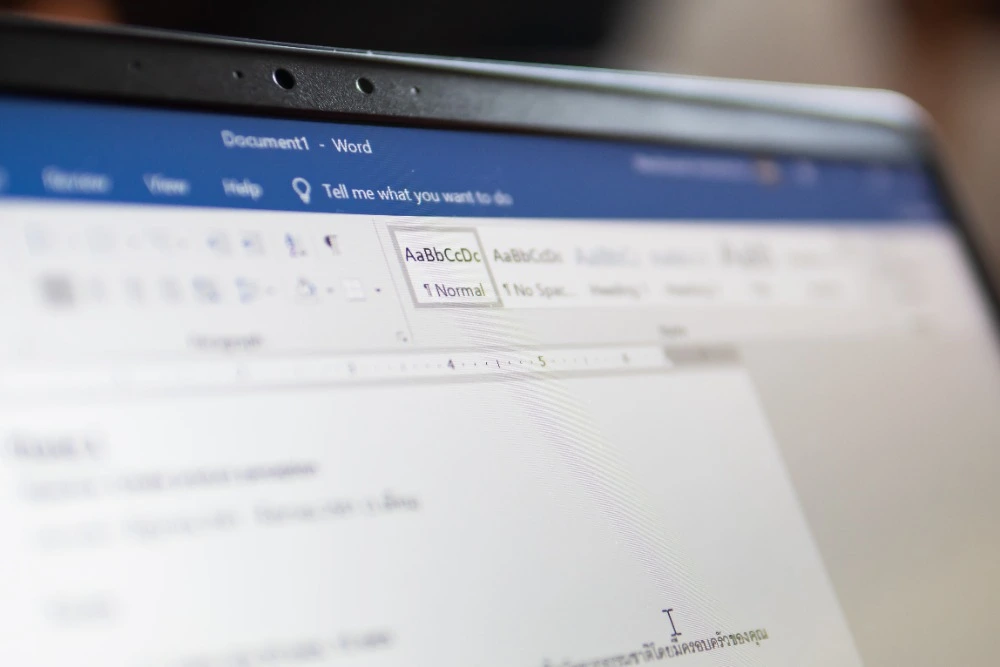 A photo of a Microsoft Word document
