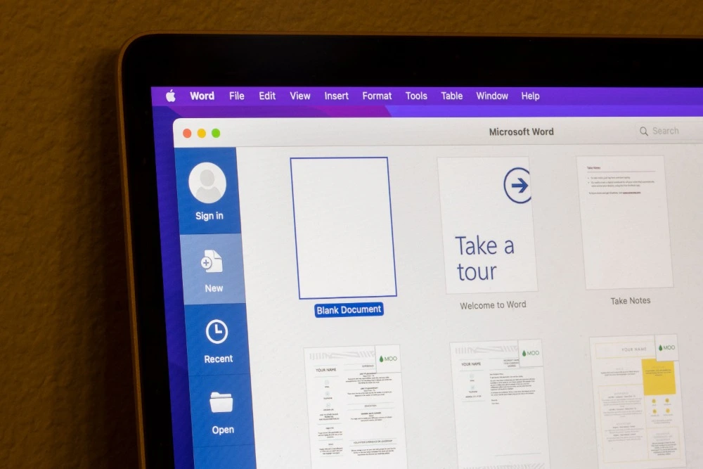 A photo of the Microsoft Word application window