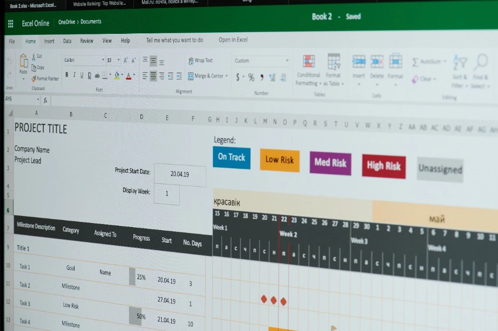 A photo of someone using Microsoft Project
