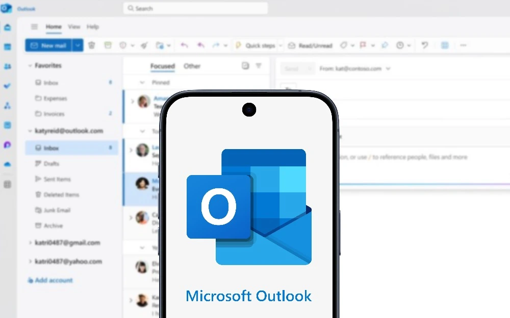 A photo of the Microsoft Outlook application window