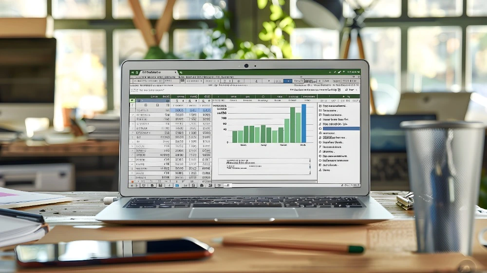 A photo of a laptop running Microsoft Excel