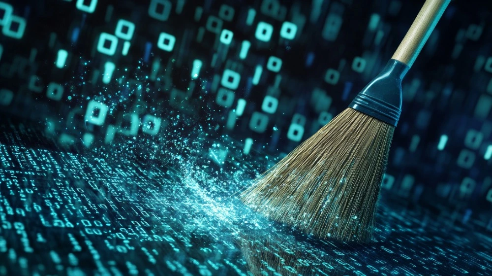 An image of a broom cleaning data