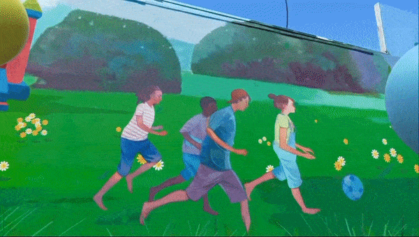 Andrew Hem's Moving Forward mural in AR.