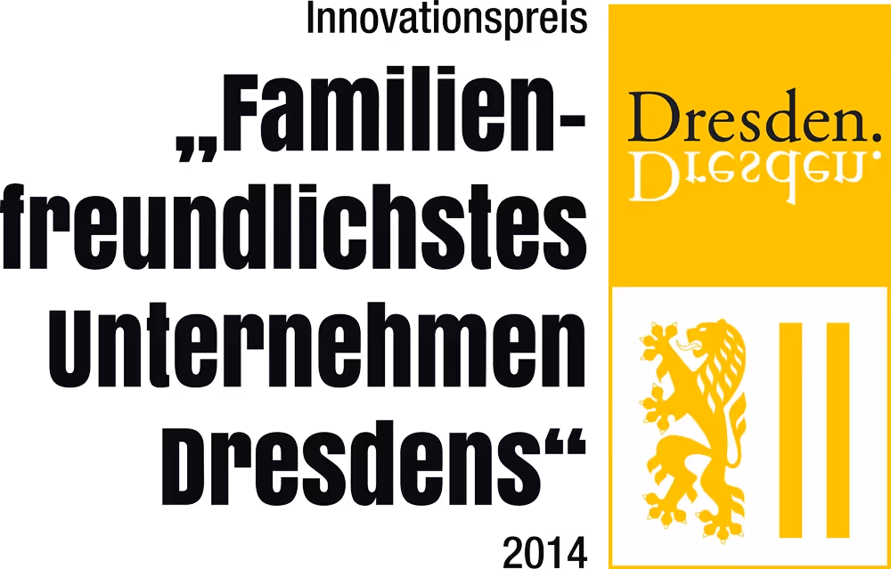 Logo Familien-freundlichstes Unternehmen Dresdens 2014.