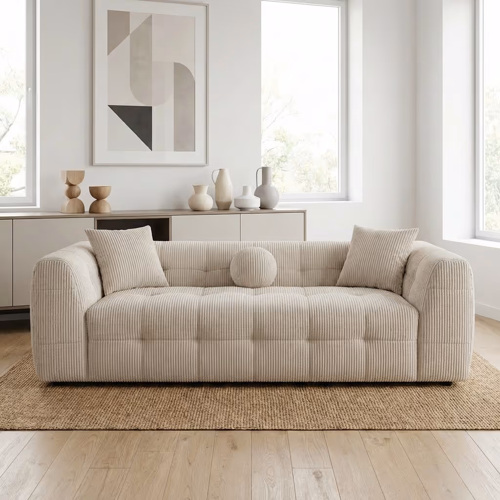 Триместен диван тапициран с дамаска клас Екстра.