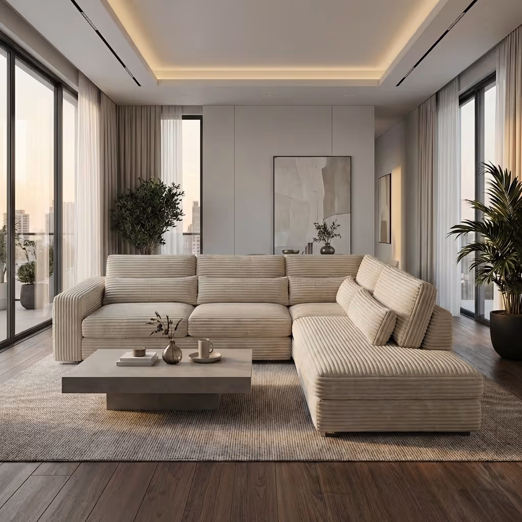 Ъглов диван произведен с дамаска клас Екстра.