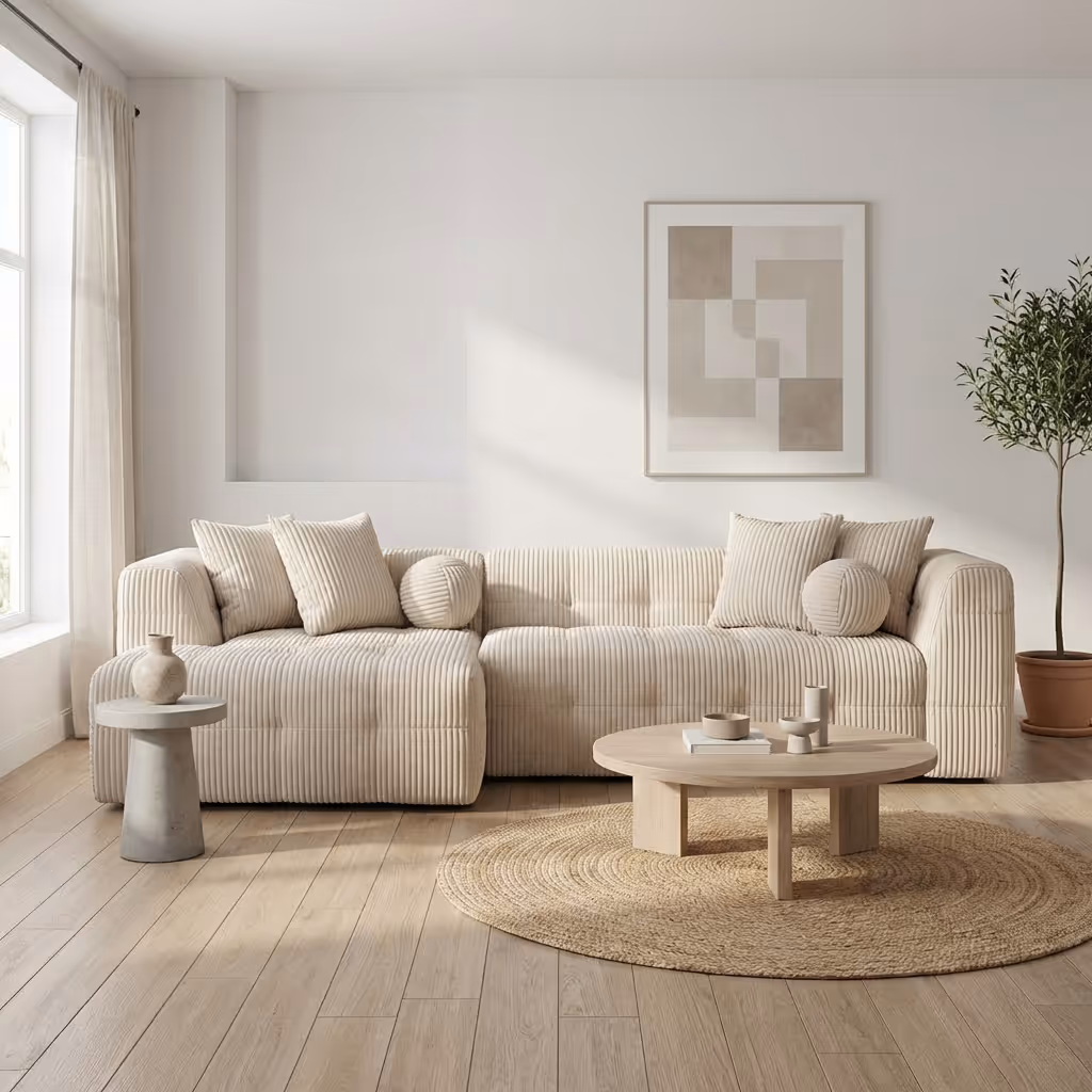 Ъглов диван изработен с дамаска клас Екстра.