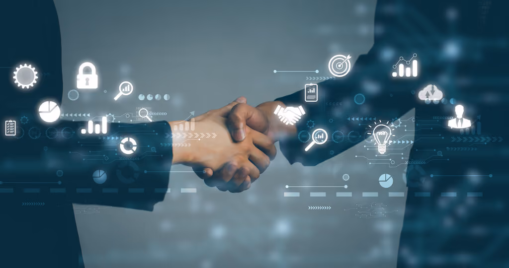 Executivos em acordo, parceria por strategic sourcing