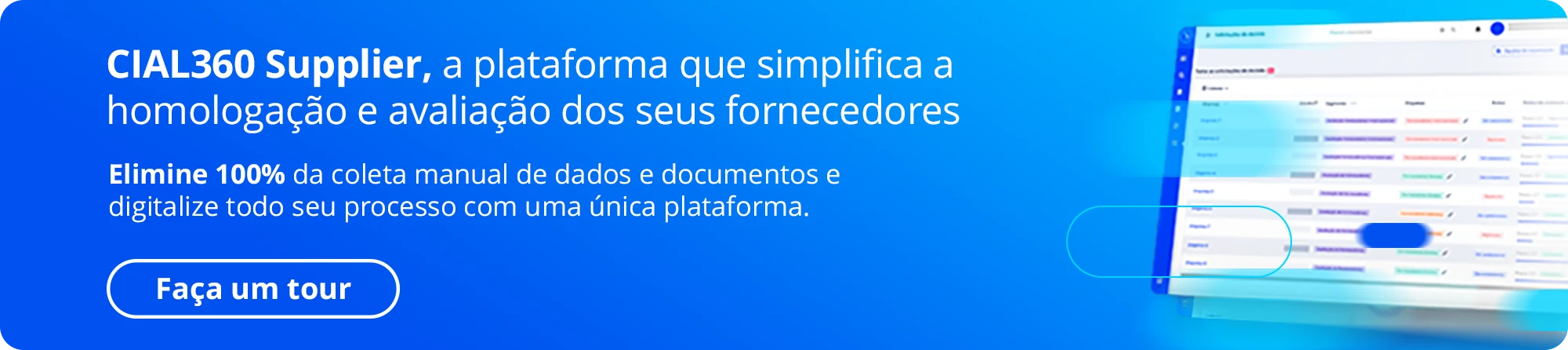 Banner sobre a demo da plataforma CIAL360 Supplier, da CIAL D&B.