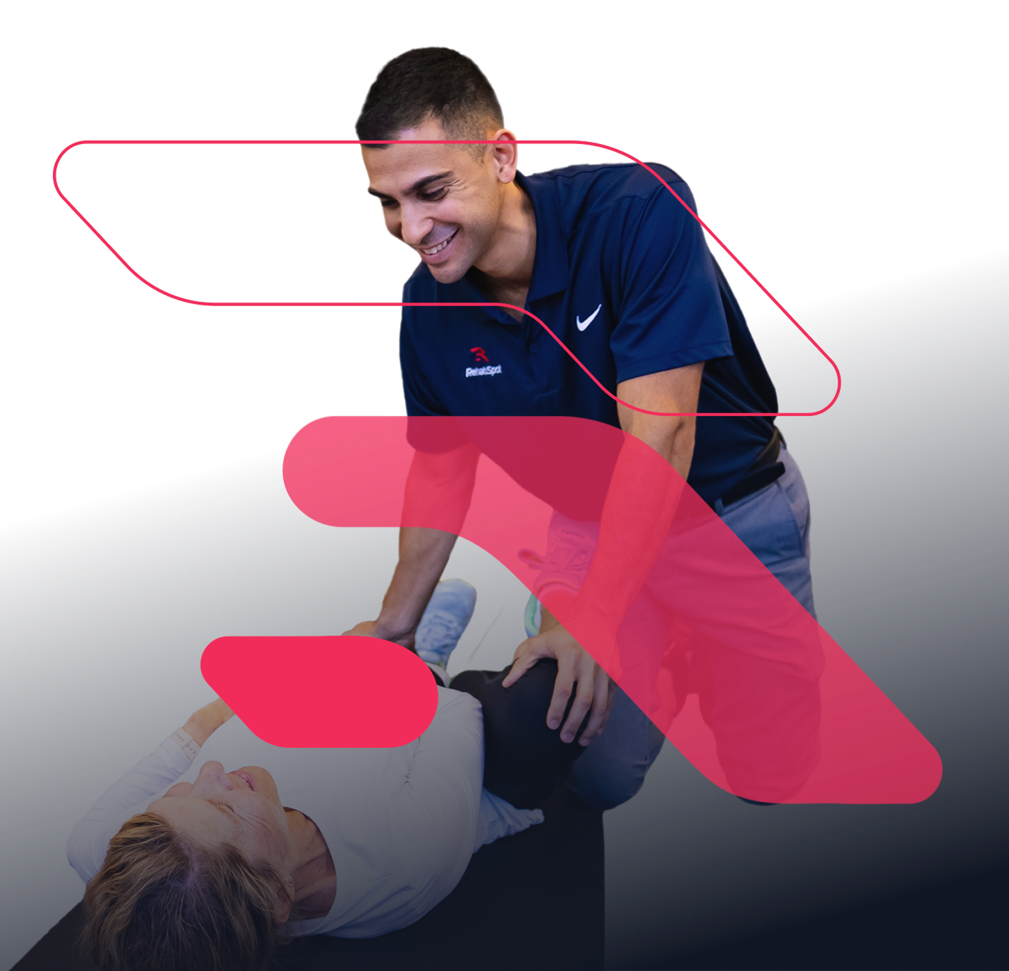 a person holding a person's knee