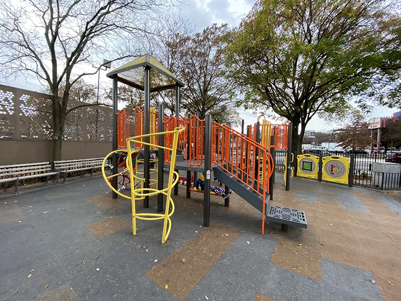 the main equipment at playground 35 includes ladders and slides but its still kind of boring