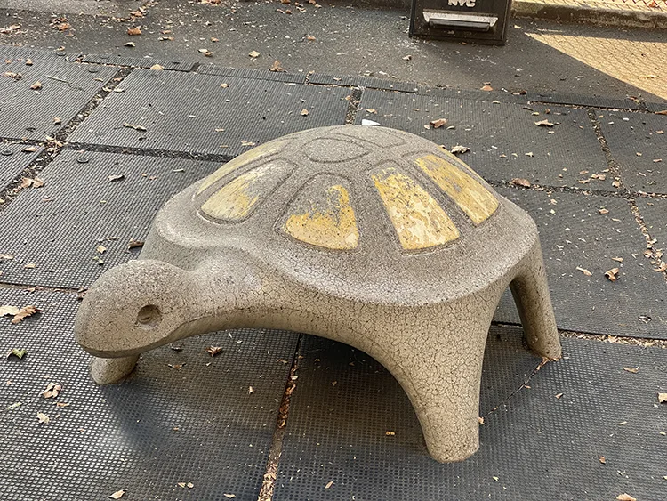 A concrete turtle int eh jacob joseph playground