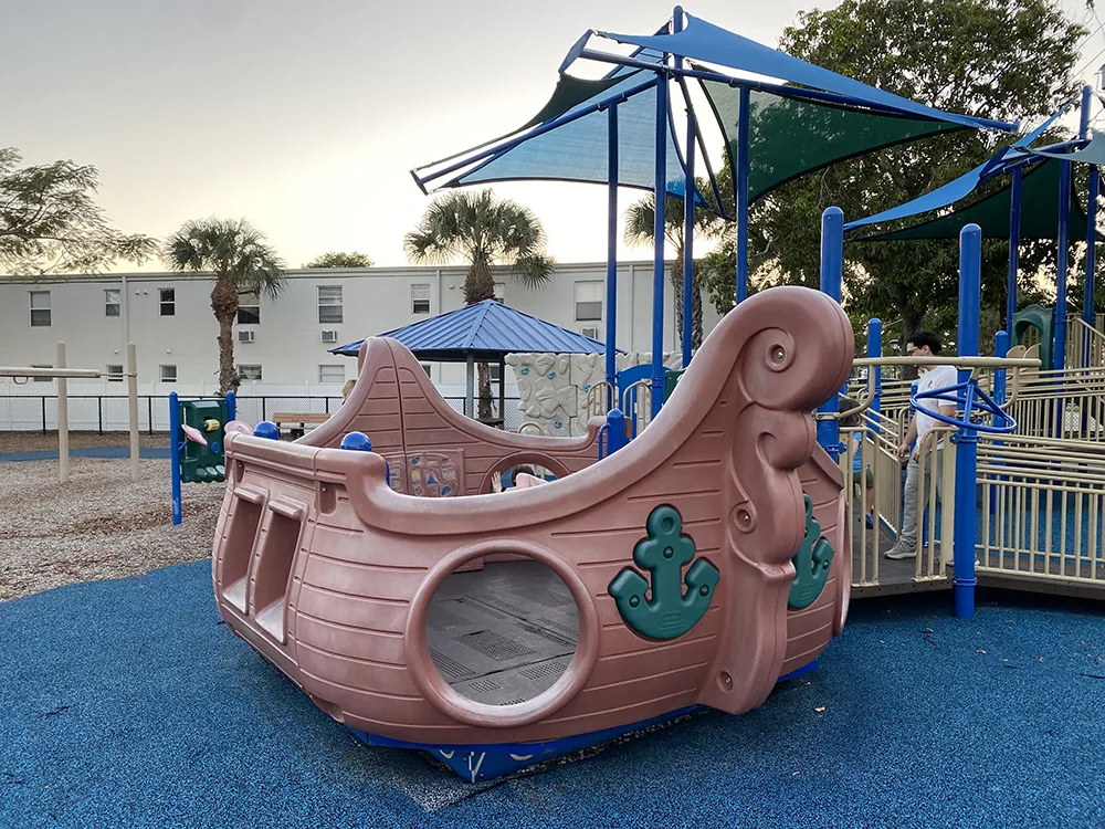 The main attraction is the boat device that rocks back and forth at Naples River Park Playground