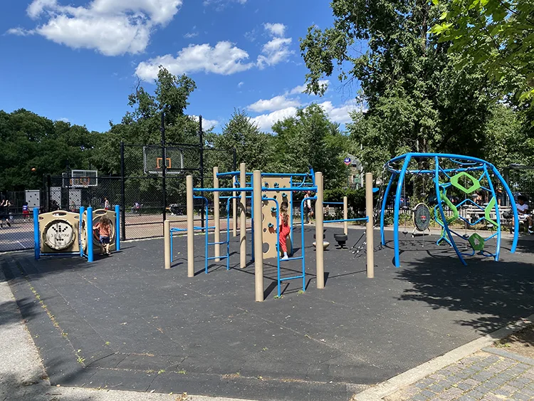 The climbing area of the javits playground in washington heights / hudson heights 