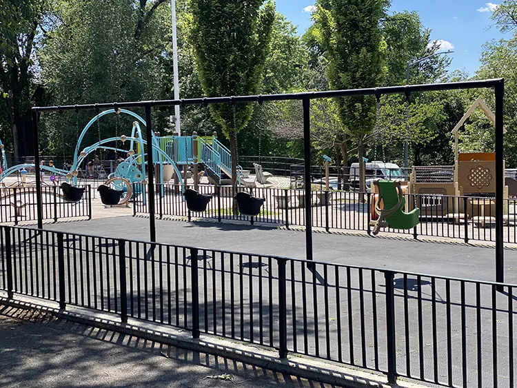 the swings at javits playground