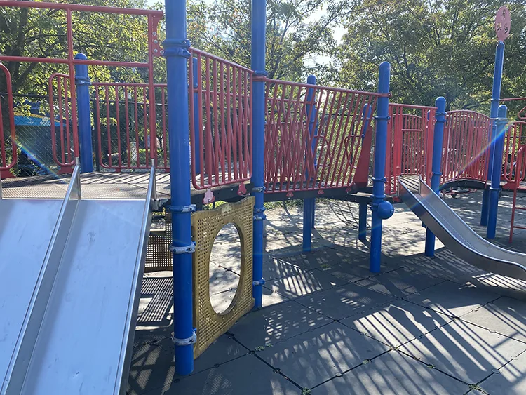 Slides at the Bush Clinton Playground in Red Hook