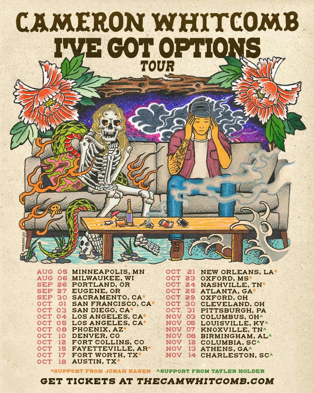 Cameron Whitcomb, I've Got Options Tour, Official Poster