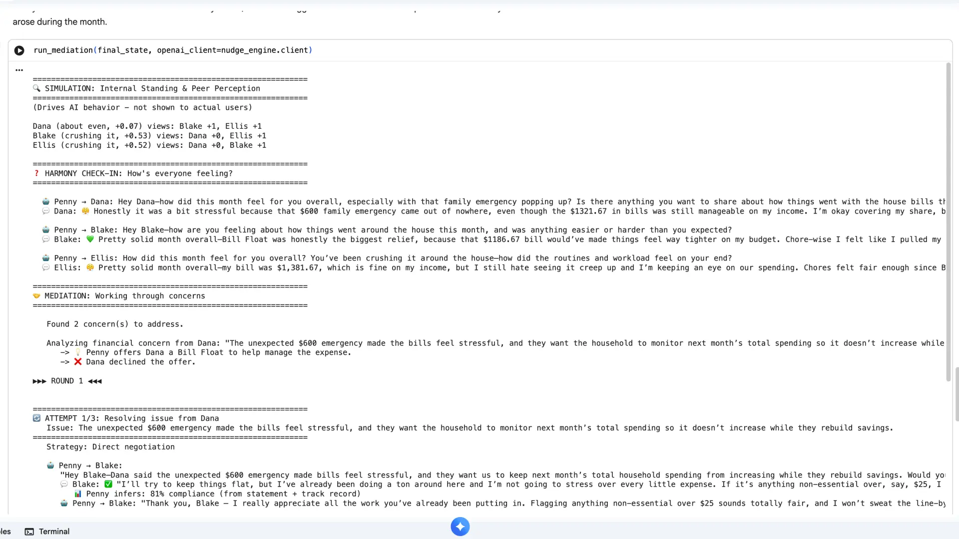 Screenshot of an agentic AI conversational prototype for a financial services client.