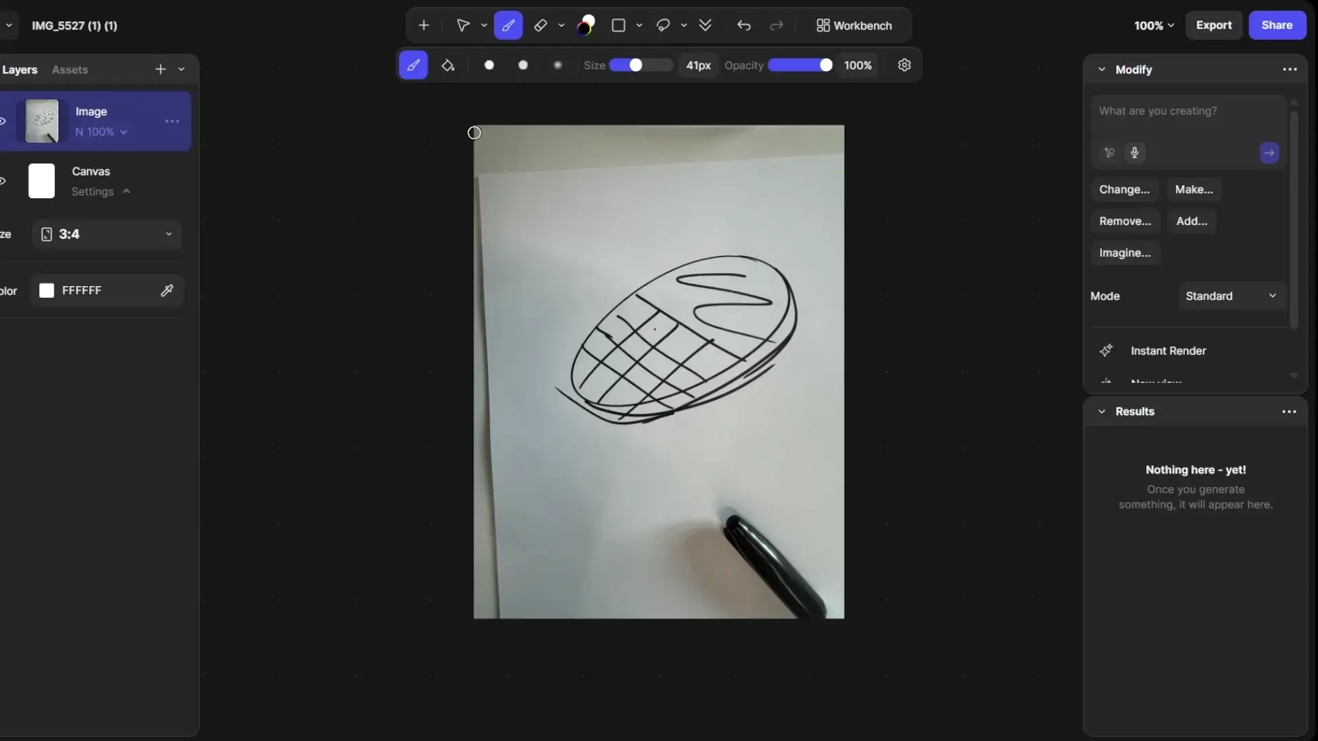 Screenshot of a visual AI tool showing an input sketch. 