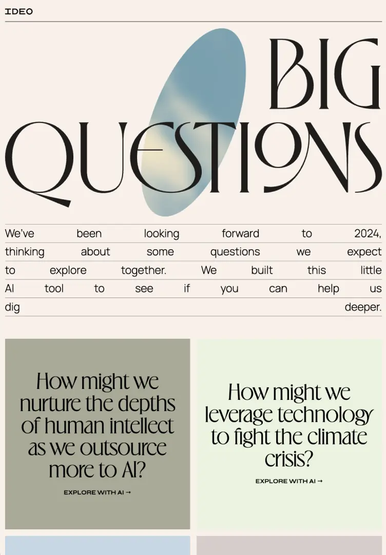 Screenshot of the base questions of the Big Questions bot.