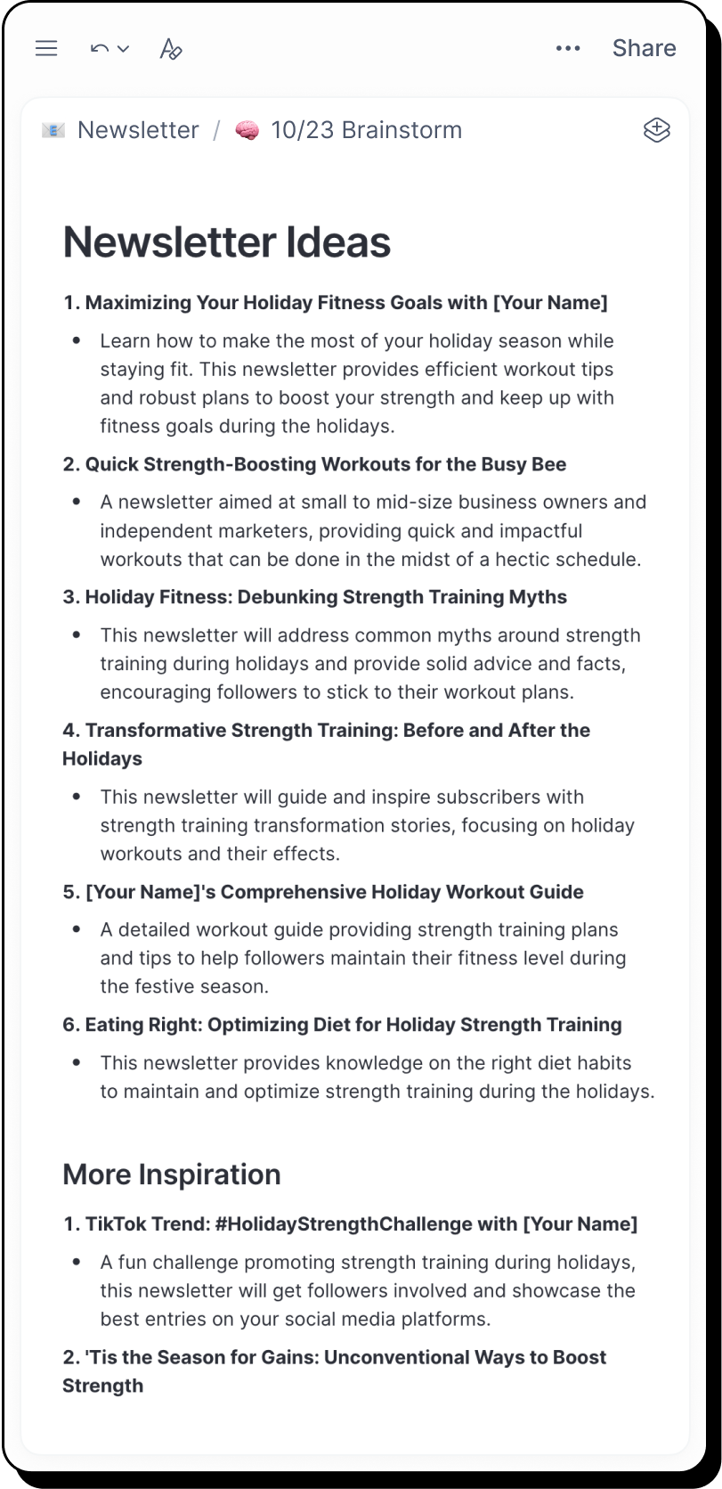 Newsletter Ideas