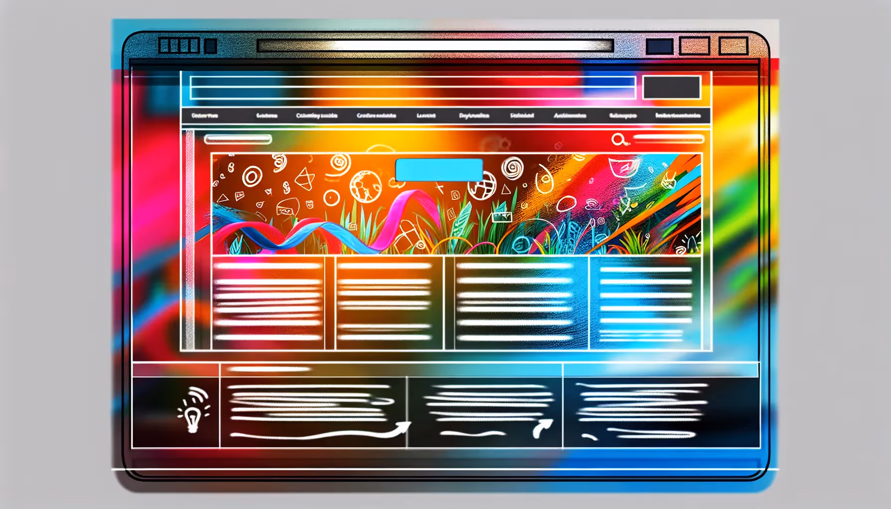 A modern website design with bold colors and interactive elements