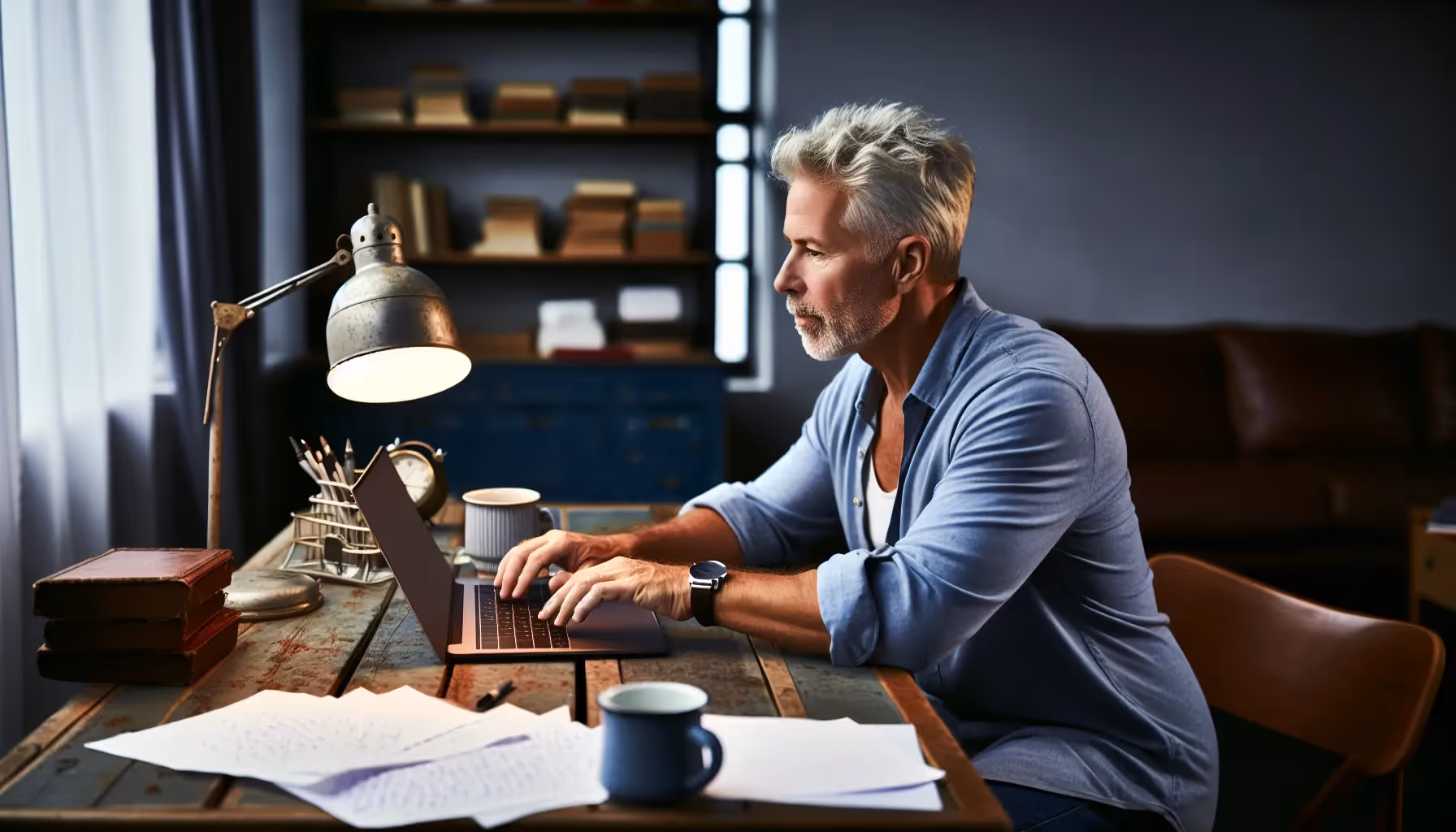 A person typing on a laptop to document their journey