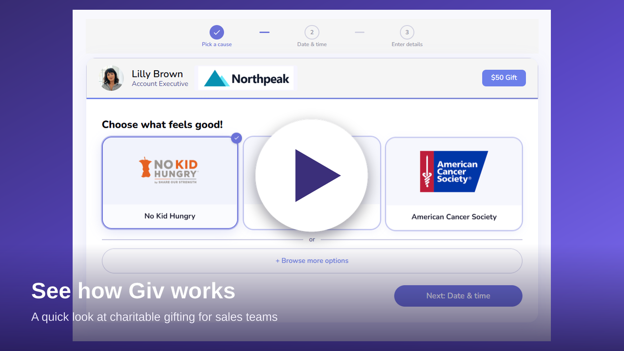 Illustration of charitable corporate gifting platform helping sales teams book meetings