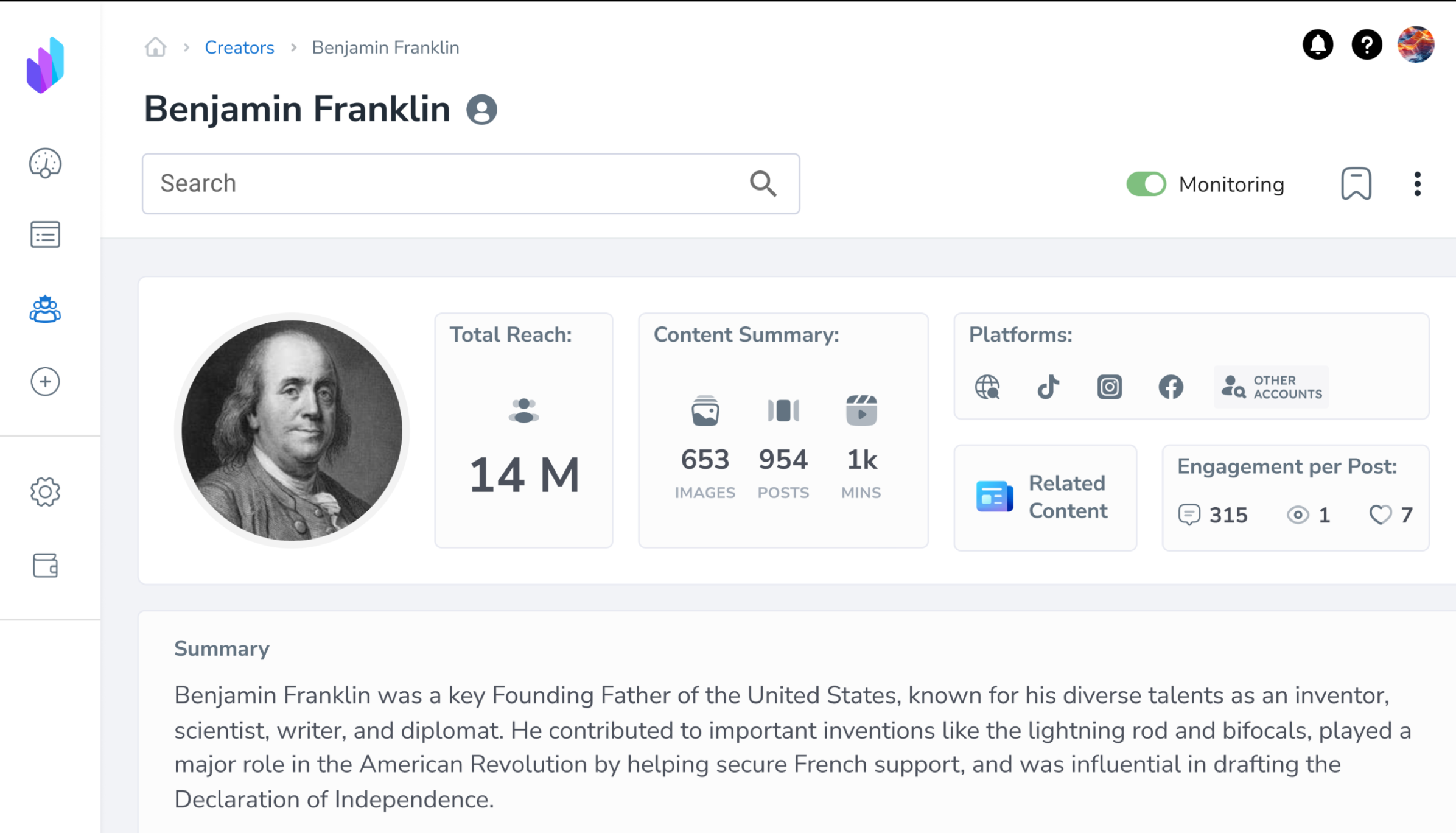 Real-time content monitoring dashboard