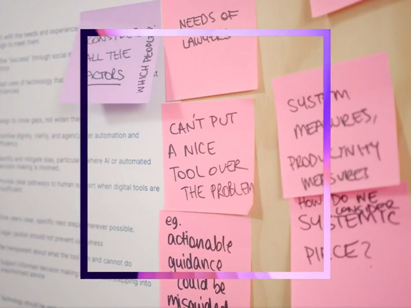 Sticky notes pinned up from portable event, writing says: cant put a nice tool over the problem