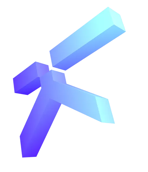 A blue and white 3D object that looks like a sword.
