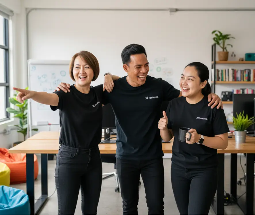 James, Kath and Rose at the Rankmax office