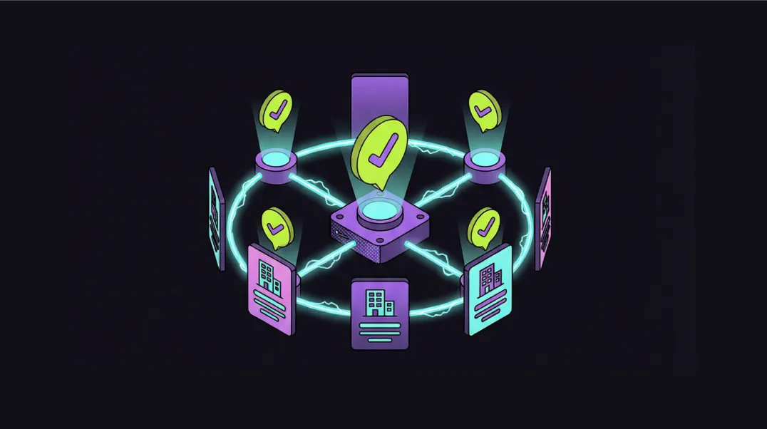 Isometric illustration of review generation showing five-star ratings, notification alerts and review velocity tracking.