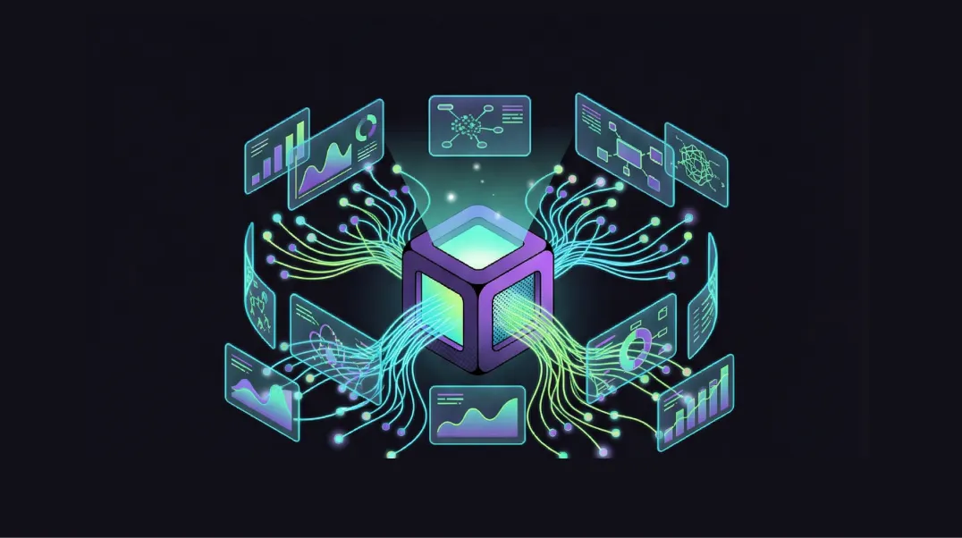 Isometric illustration of an enterprise SEO strategy command dashboard with keyword maps and AI-powered content planning tools.