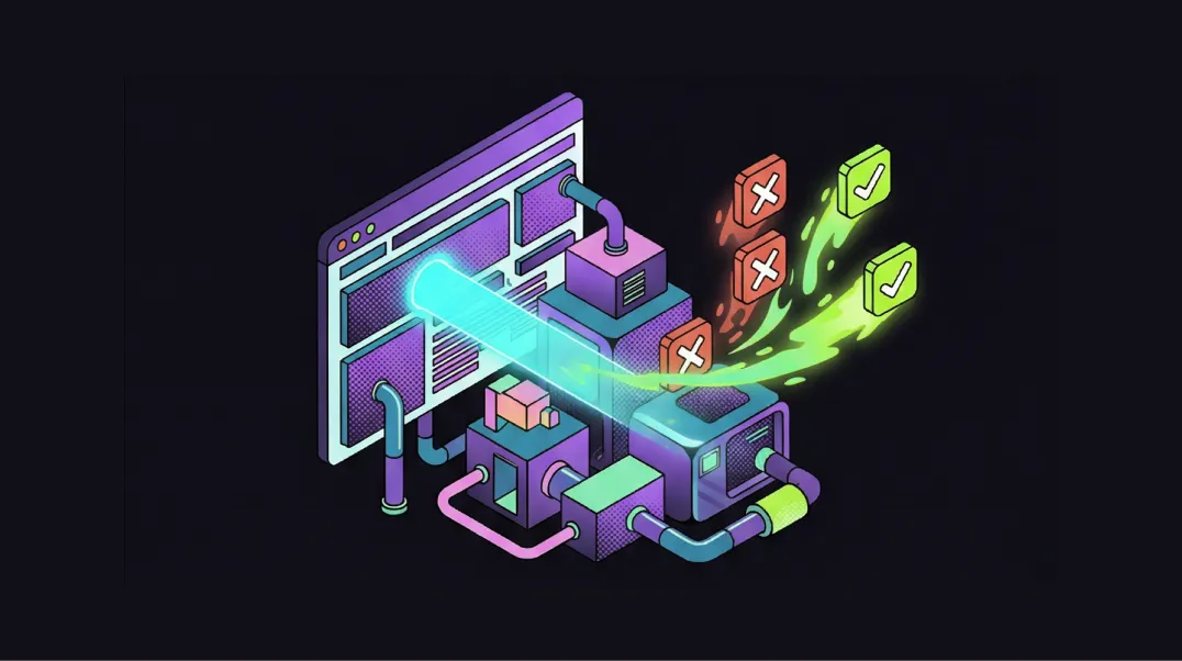 Isometric illustration of eCommerce site architecture being scanned with diagnostic tools showing Core Web Vitals and crawl paths.