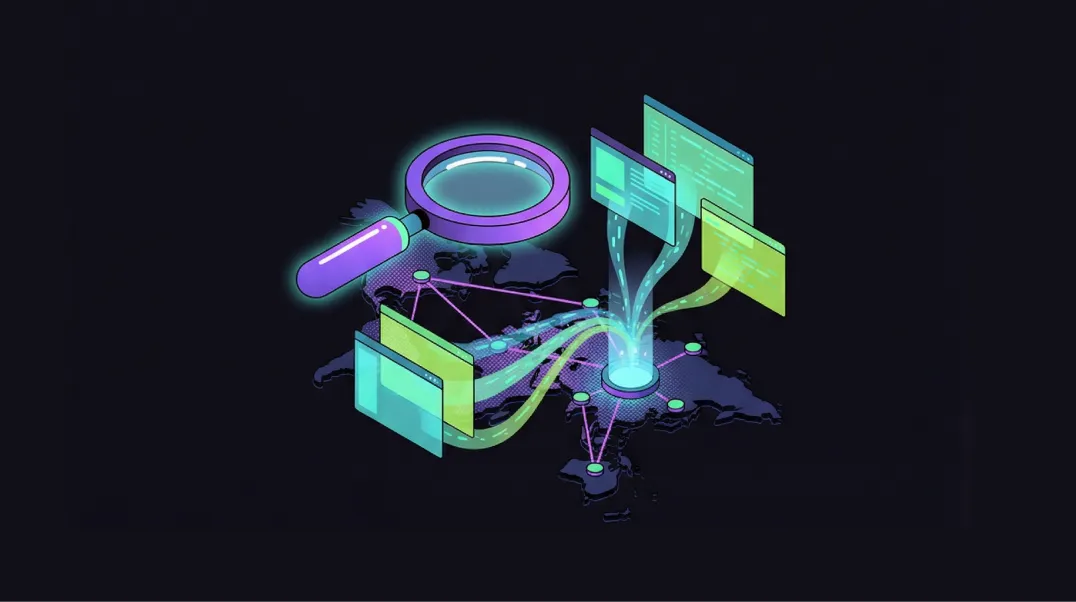 Isometric illustration of keyword research mapping commercial-intent SaaS terms across buyer journey stages.