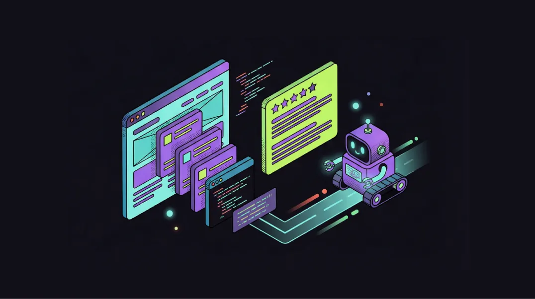 Isometric illustration of schema markup and structured data implementation for a website's technical SEO.
