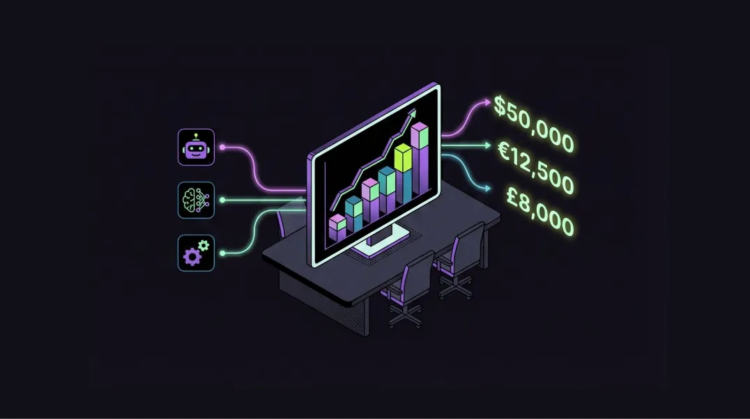 Isometric 3D illustration of AI Mode SEO revenue attribution reporting with pipeline and conversion tracking.